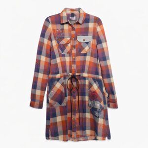 Desigual Plaid Patchwork Shirt Dress EU 42 / US 10 NWT